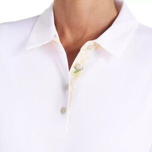 PUMA Women's Pique Accent Golf Polo Short Sleeve White/Yellow lemon trim Medium